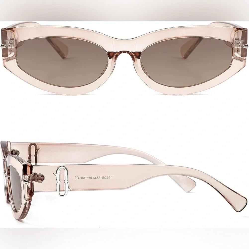 NWT Zeelool Retro Small Oval UV400 Y2K Sunglasses Crystal Tea Tan Color
